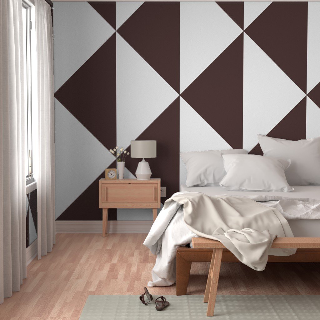 Bold Chocolate Brown and White Oversized Geometric Diamond Wallpaper abstract wallpaper