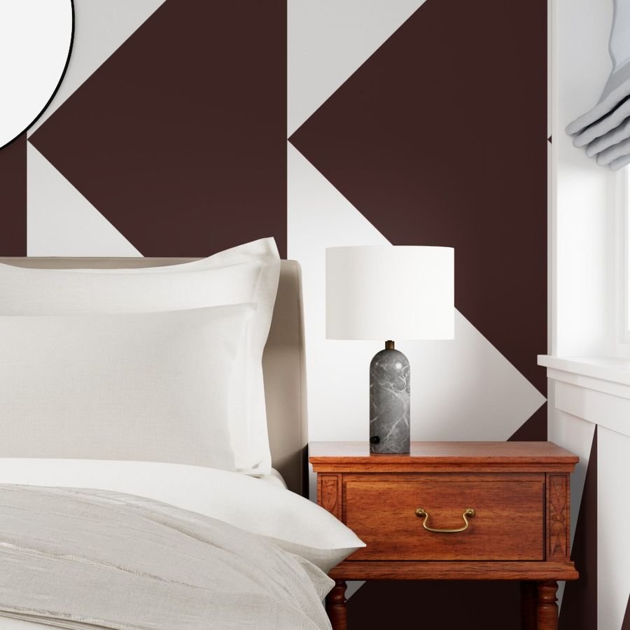 Bold Chocolate Brown and White Oversized Geometric Triangle Wallpaper abstract wallpaper