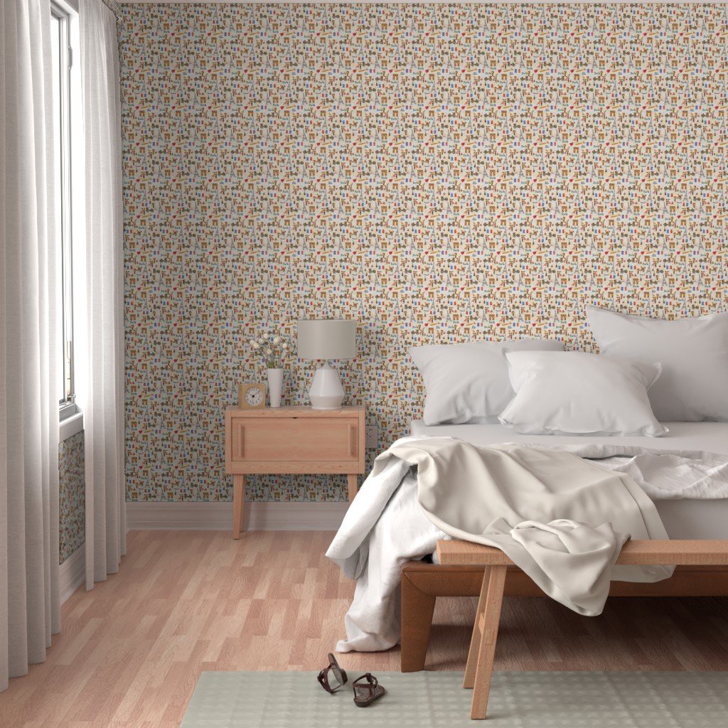 Adorable Whimsical Watercolor Paris Motifs with Eiffel Tower Wallpaper eiffel tower wallpaper
