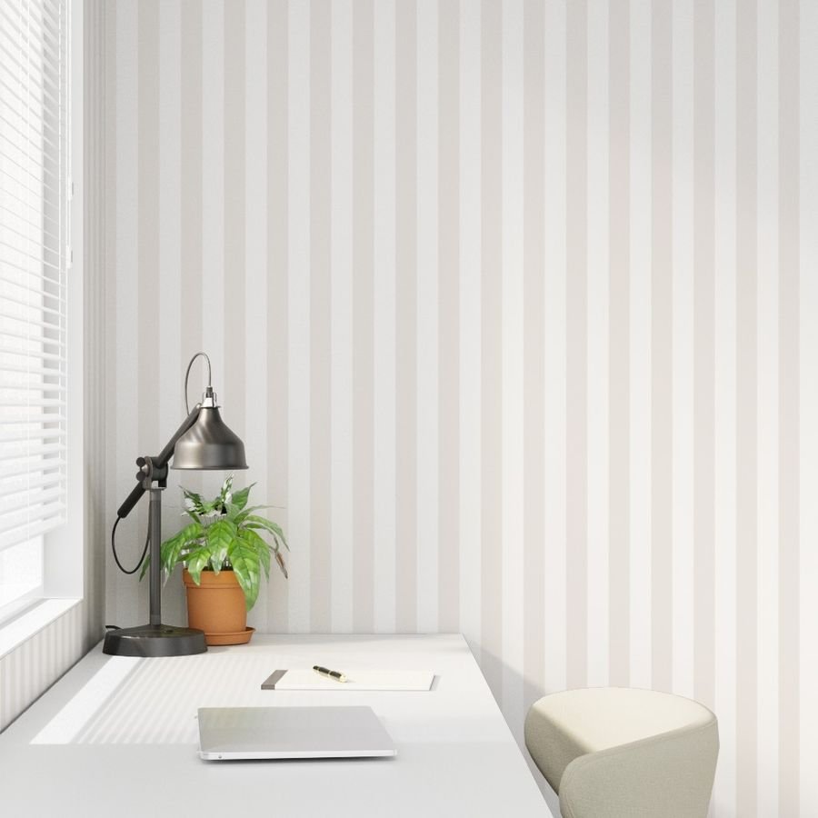 1.5 Inch Bone White Classic Stripe Pattern Wallpaper minimalist wallpaper