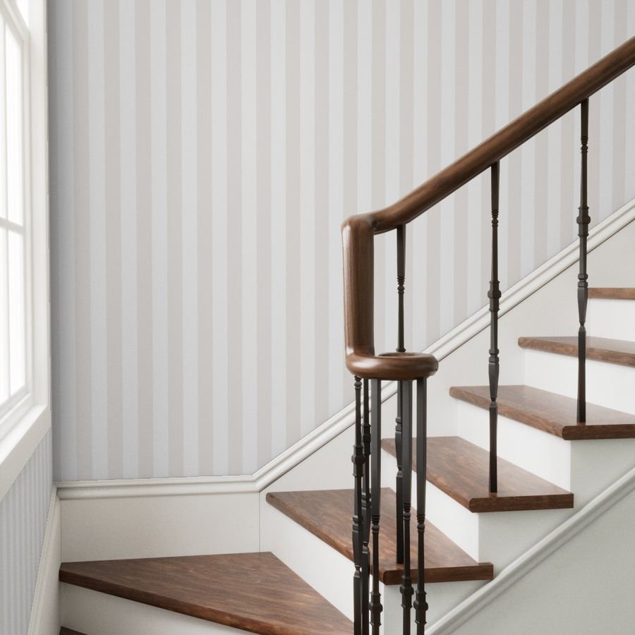2 Inch Bone White Classic Stripe Pattern Wallpaper minimalist wallpaper