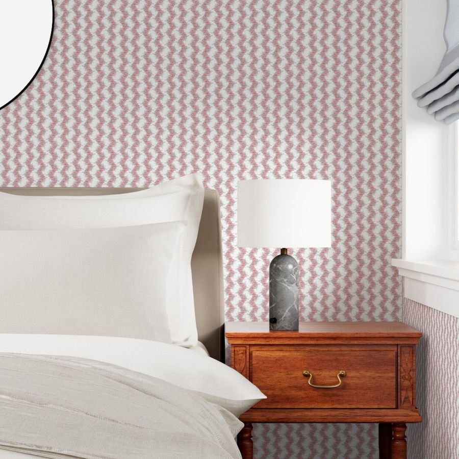Vintage English Garden Tiny Soft Pink Rose Stripe Pattern on White Wall Wallpaper bridal wallpaper