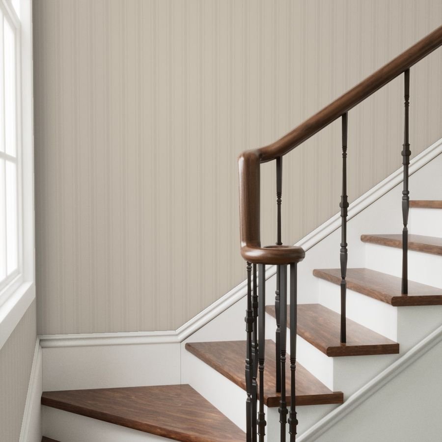 Tonal Soft Cream Tailored Ticking Stripe Cottage Farmhouse Wide Strip Wallpaper country decor wallpaper