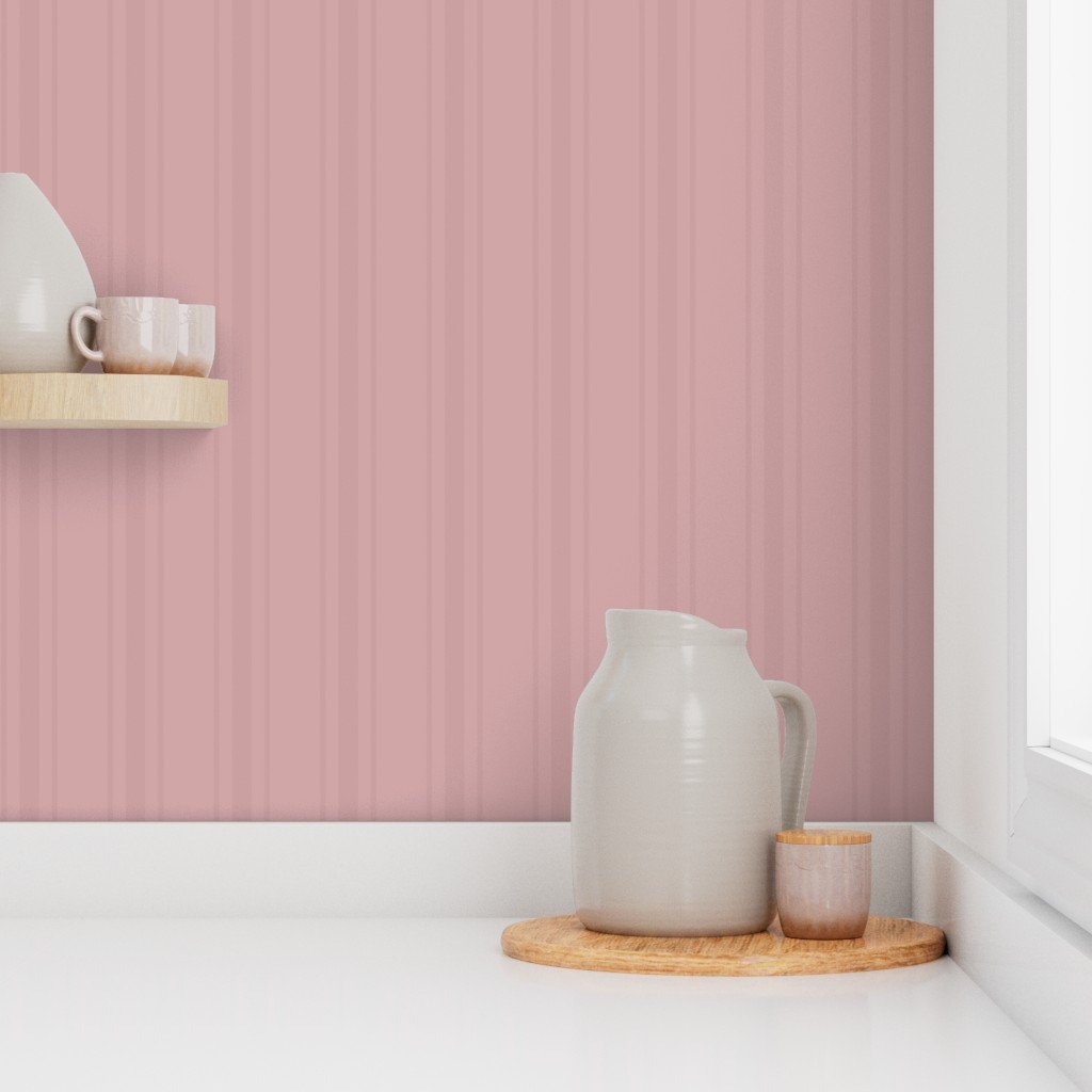 Tonal Dusty Rose Tailored Ticking Stripe Cottage Farmhouse Wide Strip Wallpaper country style wallpaper