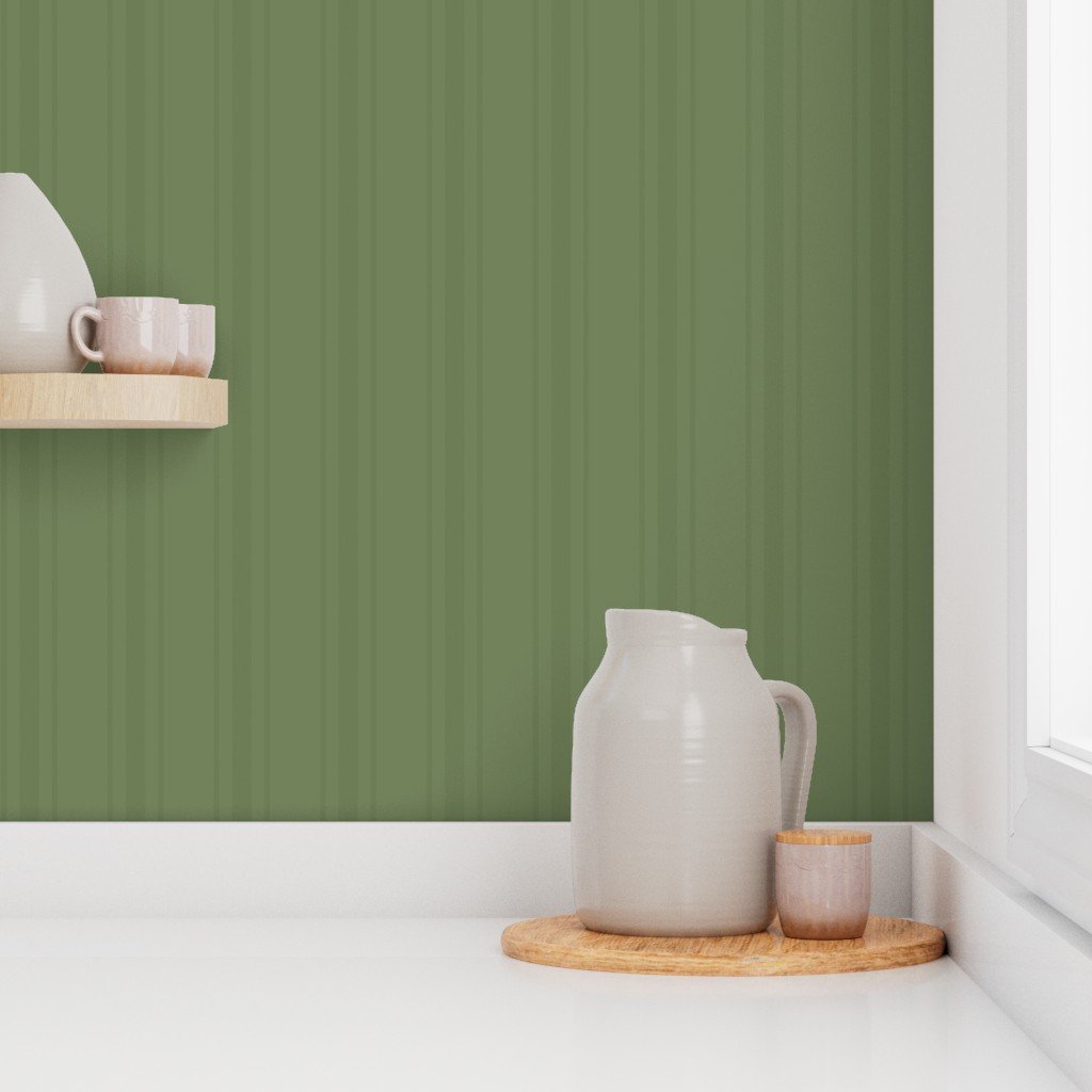 Tonal Olive Green Tailored Ticking Stripe Cottage Farmhouse Wide Stri Wallpaper country style wallpaper