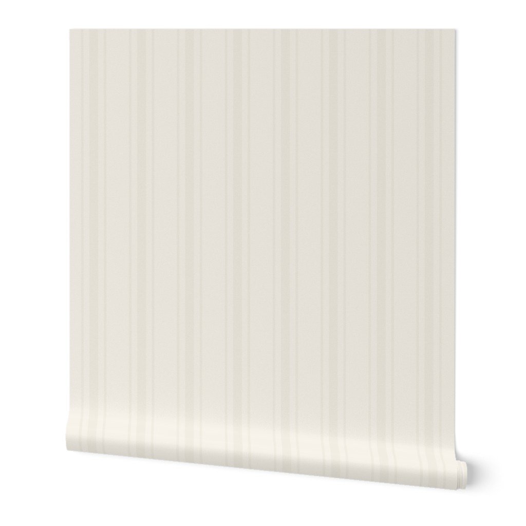 Tonal Soft Cream Tailored Ticking Stripe Cottage Farmhouse Wide Strip Wallpaper light neutral wallpaper