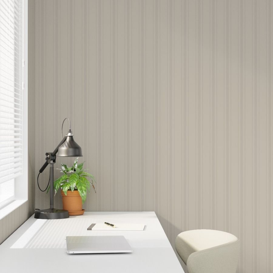 Tonal Greige Tailored Ticking Stripe Cottage Farmhouse Wide Stripe Wallpaper home decor wallpaper