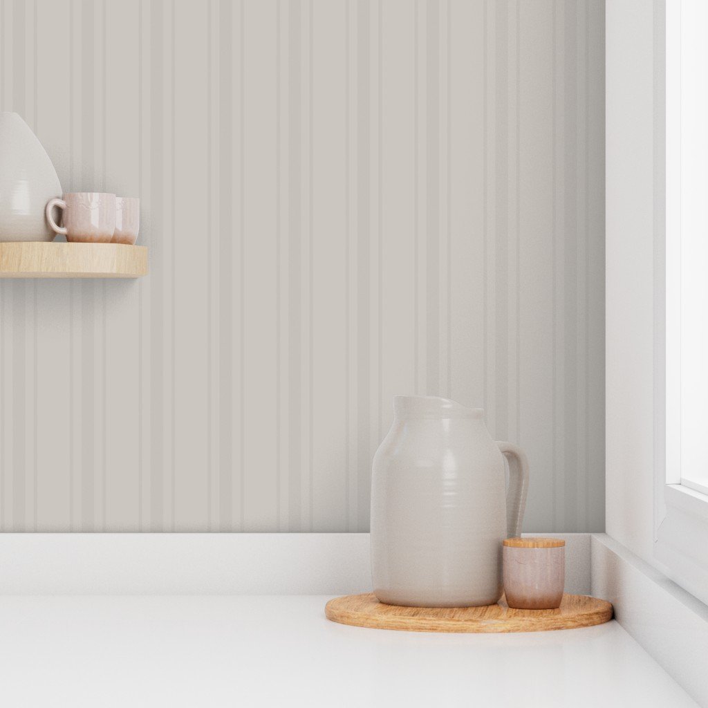 Tonal Stone Tailored Ticking Stripe Cottage Farmhouse Wide Stripe Wal Wallpaper gray beige stripe wallpaper