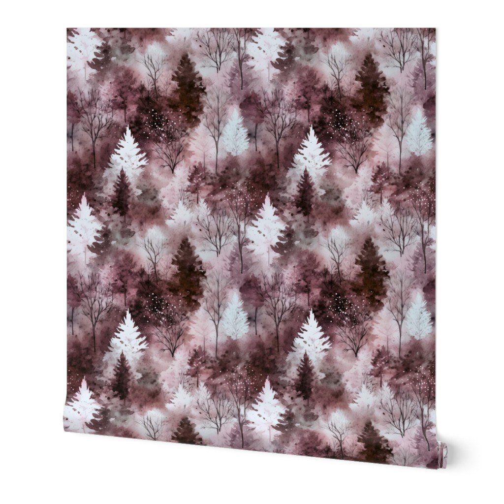 Small Endless Winter Tree Dreamscape Trees in Dusty Rose Misty Forest W Wallpaper abstract wallpaper
