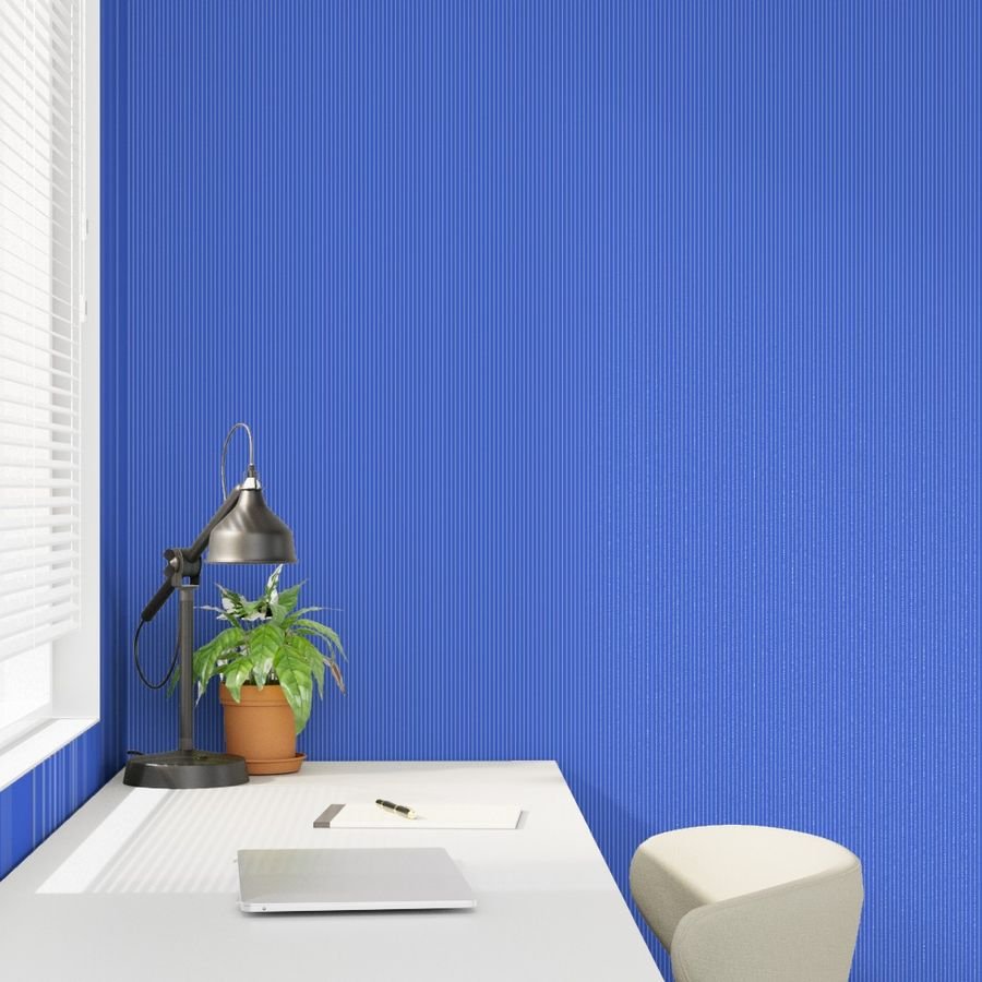 Classic White Pinstripe on Royal Blue Office Stripe Pattern Wallpaper blue and white wallpaper
