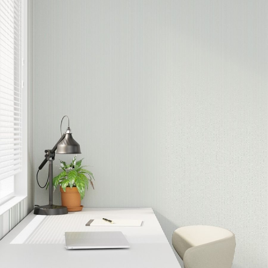 Classic Hunter Green Pinstripe on White Office Stripe Pattern Wallpaper green and white wallpaper