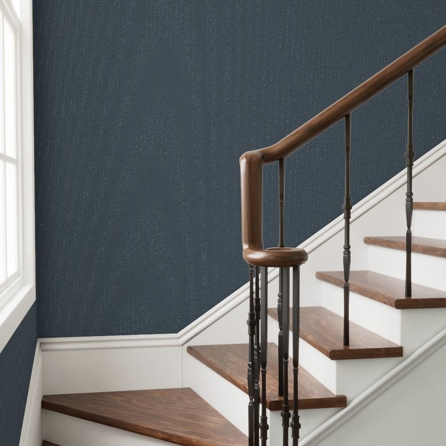 Classic White Pinstripe on Charcoal Gray Office Stripe Pattern Wallpaper gray and white wallpaper