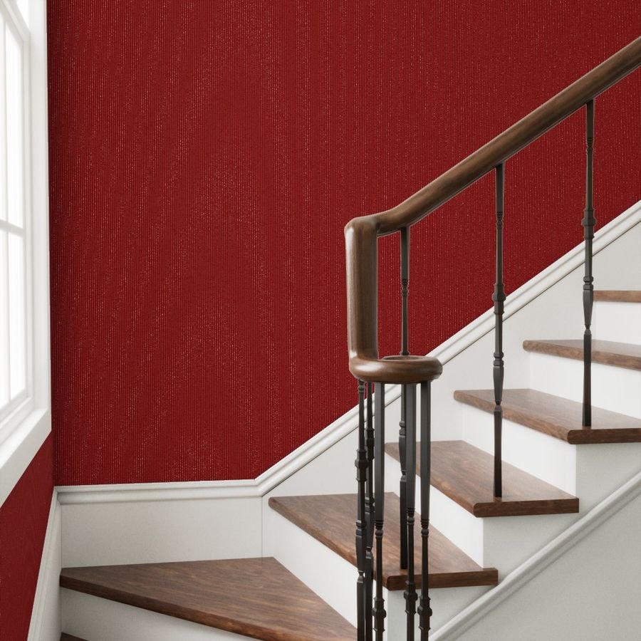 Classic White Pinstripe on Deep Red Office Stripe Pattern Wallpaper office fabric wallpaper