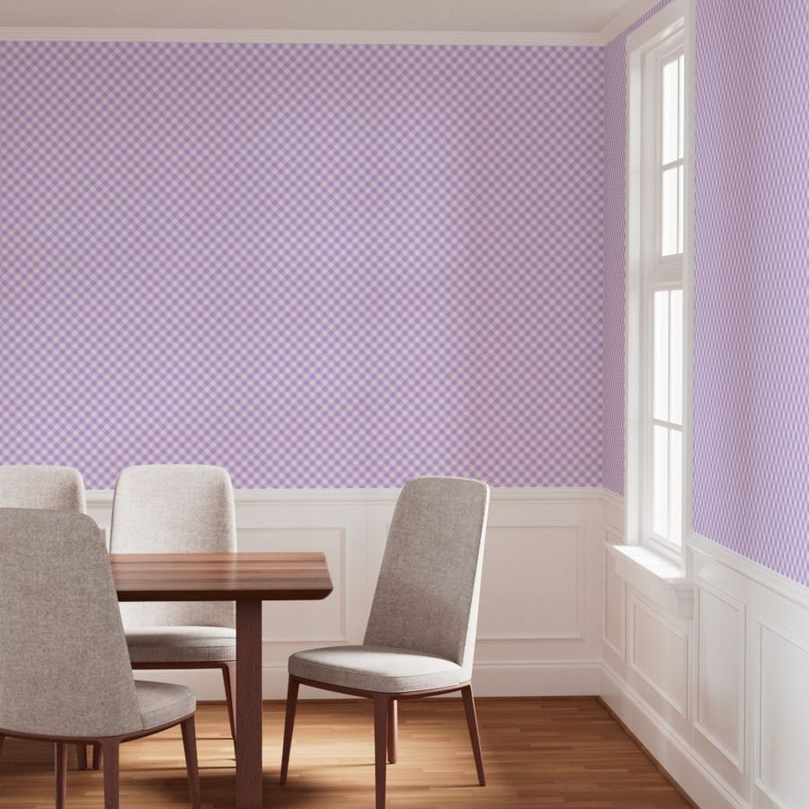 Lavender Purple Gingham Check Plaid Wallpaper cottagecore wallpaper