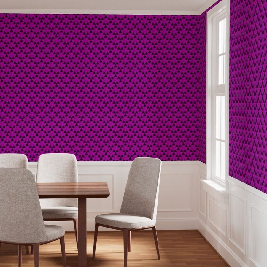 Hot Pink and Black Radiation Warning Grunge Pattern Wallpaper hot pink wallpaper
