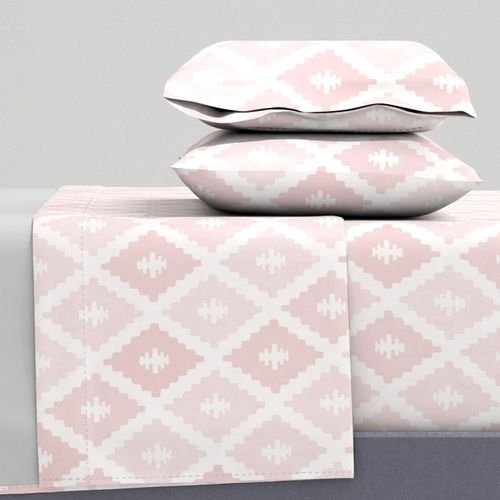 Large Sun Faded Mediterranean Diamond Pattern in Blush Shell Pink Design Collection Home Styling Collection earth tone sheet set design