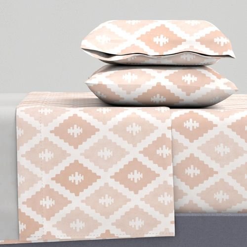 Large Sun Faded Mediterranean Diamond Pattern in Peach Sand Pink Decor Collection Interior Collection faded coral sheet set design