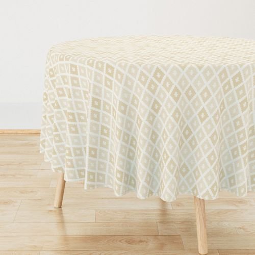 Small Sun Faded Mediterranean Diamond Pattern in Golden Sand Beige Design Collection Home Decor Collection pale beige tablecloth design