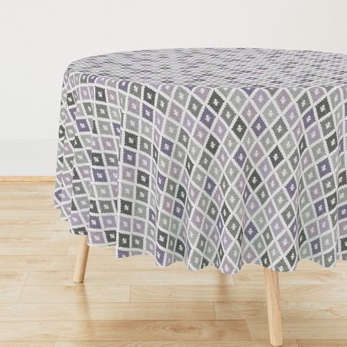 Small Sun Faded Mediterranean Diamond Pattern in Smoky Lavender Slate Decor Collection Home Styling Collection cool tone tablecloth design