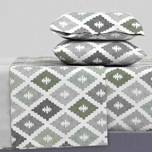 Large Weathered Sage Green Diamond Pattern in Charcoal Gray Interior Collection Decor Collection sage green sheet set design