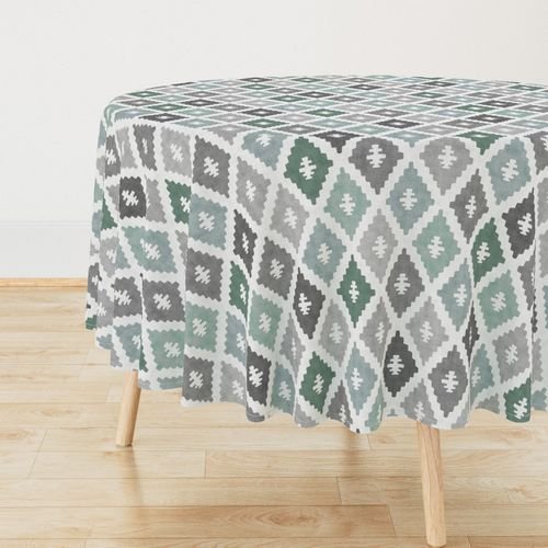 Large Weathered Seafoam Diamond Pattern in Charcoal Gray Decor Collection Home Decor Collection aqua green tablecloth design