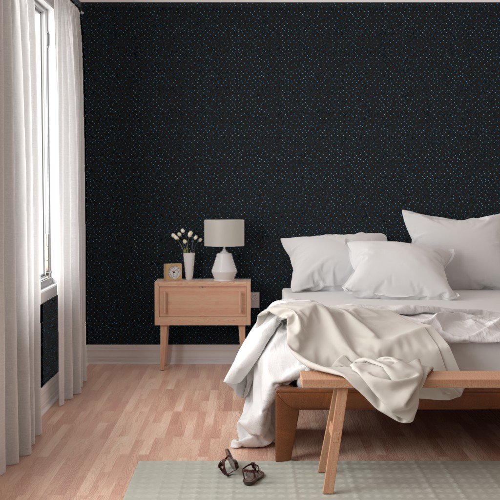 Halloween Will O Wisps Blue Black Seamless Pattern Wallpaper ghost lights wallpaper