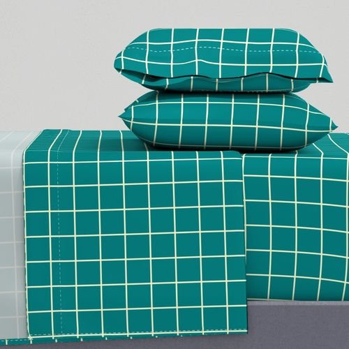 Classic Cream White and Teal 2 Inch Grid Interior Collection Home Styling Collection cream white teal sheet set design