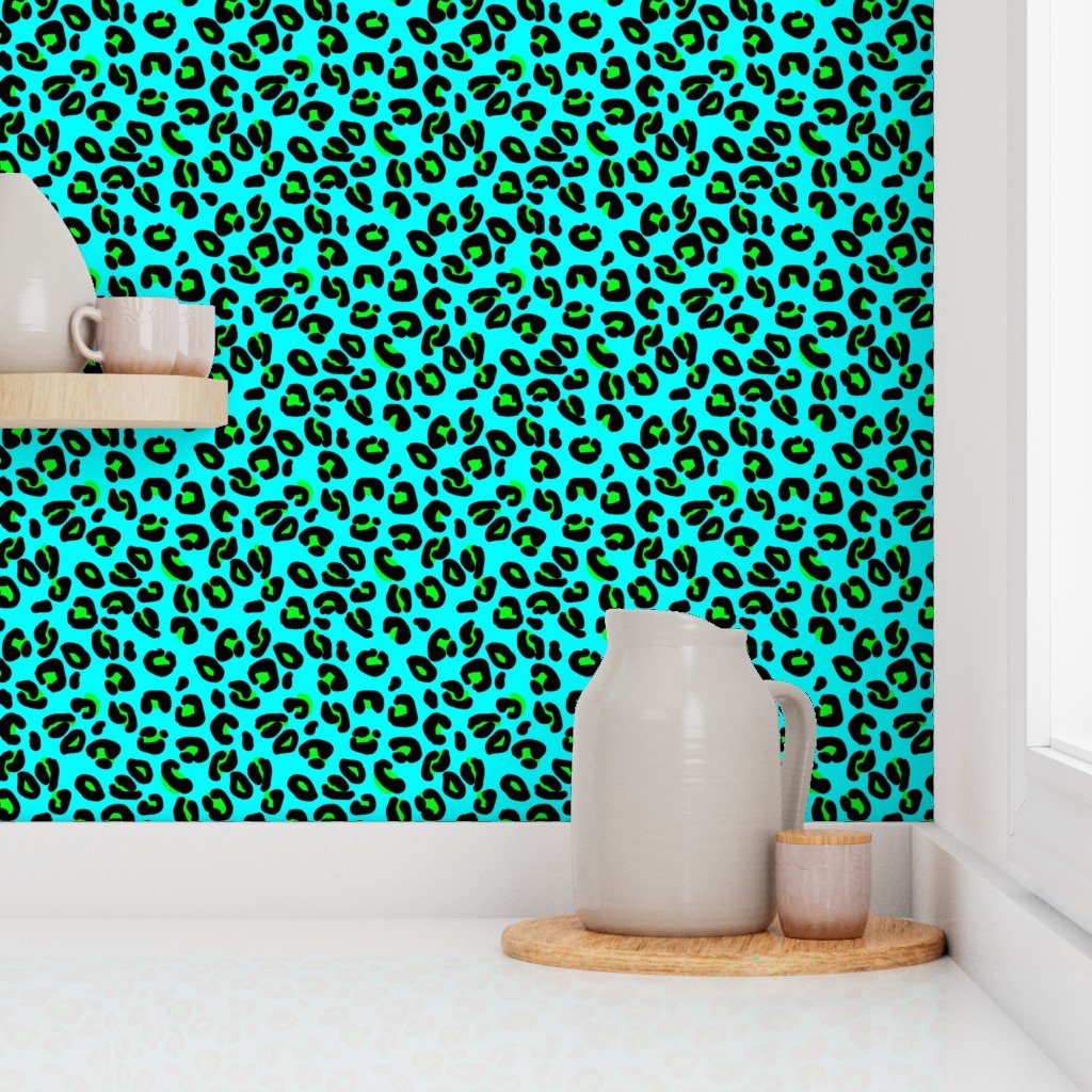 Leopard Spots Aqua Decor Collection Design Collection big cat wallpaper