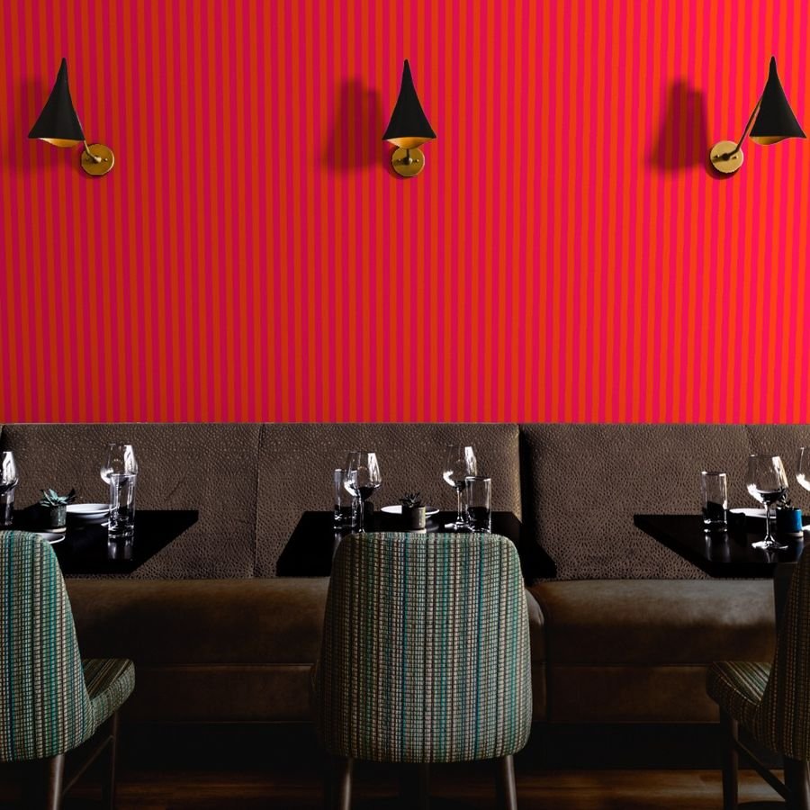 Neon Orange and Pink Vertical Stripes Wallpaper hot pink stripes wallpaper