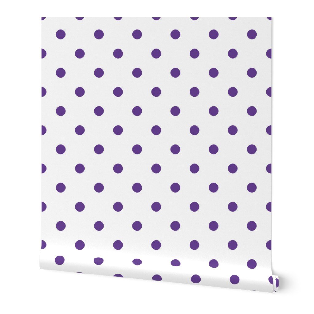Ultra Violet Purple Polkadots on White Wallpaper purple and white wallpaper