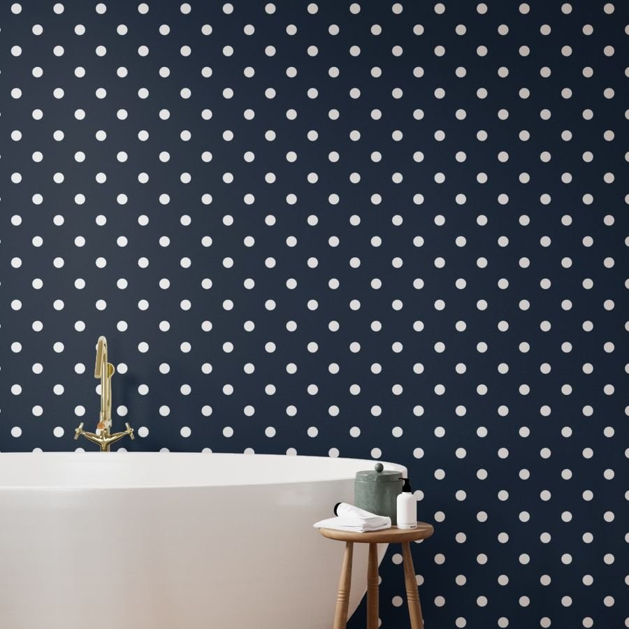 Navy and White Jumbo Dots Wallpaper jumbo navy polka dots wallpaper