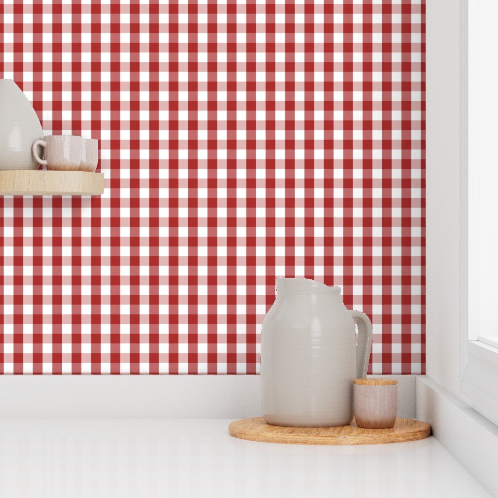 Aurora Red Gingham Check Pattern Design Collection Design Collection red check wallpaper