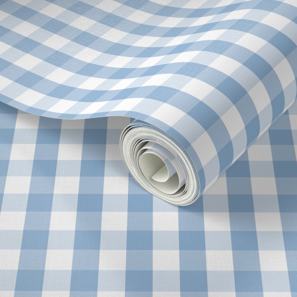 Airy Blue Gingham Check Wallpaper blue check wallpaper