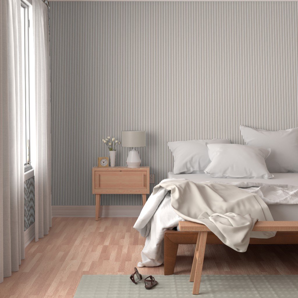 Mattress Ticking Narrow Striped Pattern in Chocolate Brown and White Wallpaper brown and white wallpaper