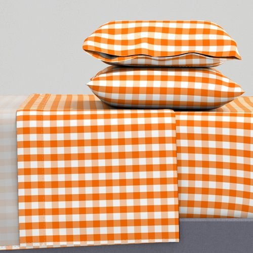 Small Pumpkin Orange and White Gingham Check Pattern Design Collection Home Styling Collection small gingham sheet set design