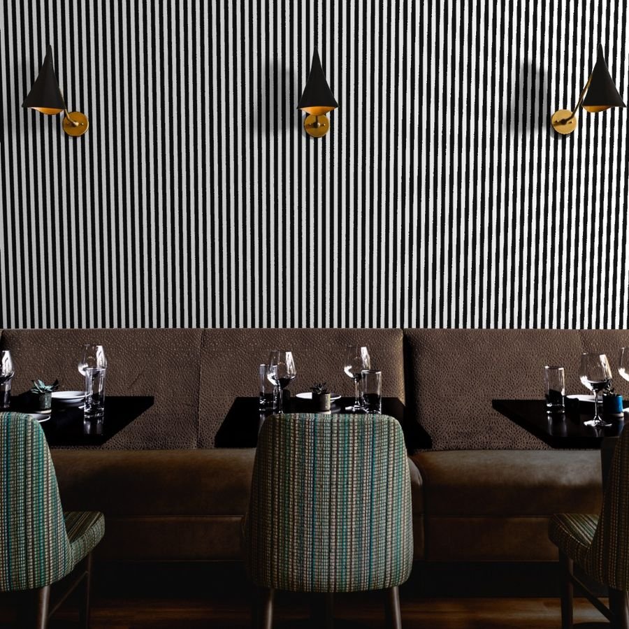 Black and White 3/4 inch Vertical Deck Chair Stripes Wallpaper 3 4 inch stripes wallpaper