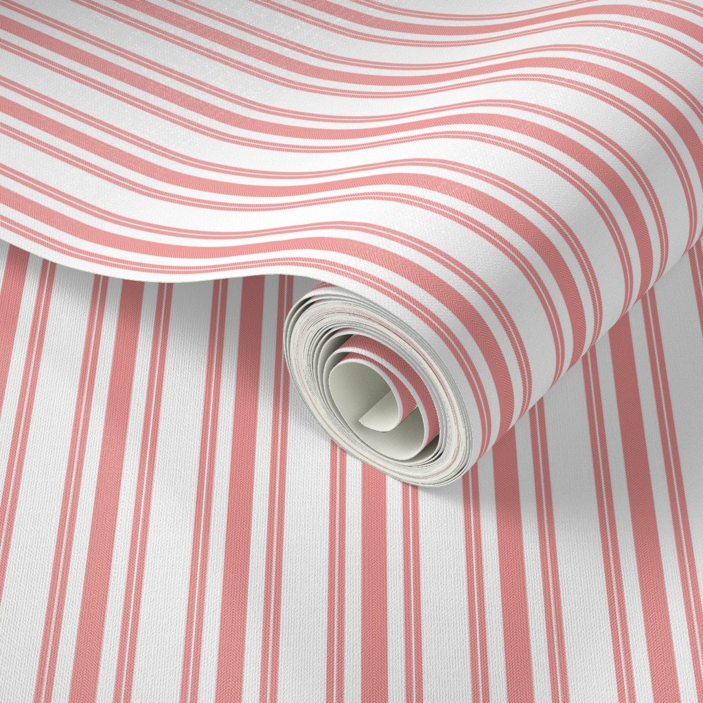 Trendy Large Coral Rose Pastel Coral French Mattress Ticking Double Wallpaper coral and white wallpaper