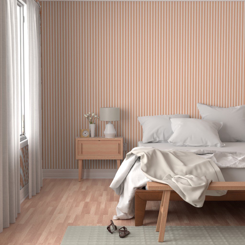 Trendy Large Orange Soda French Mattress Ticking Double Stripes Wallpaper orange soda wallpaper