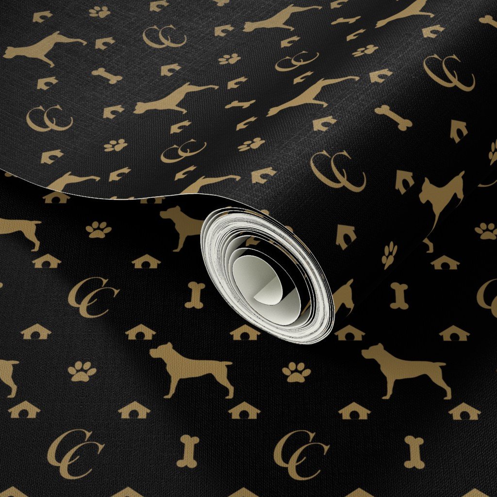 Cane Corso on Black with Louis Luxury Motifs in Tan Wallpaper black and tan wallpaper