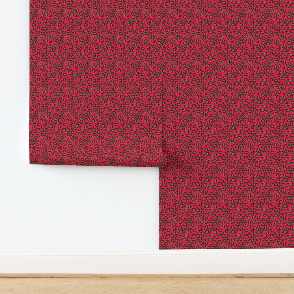 Deep Pink Rose Velvet Spotted Leopard Animal Print Pattern Wallpaper design