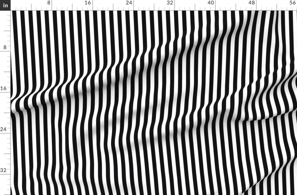 Black and White 3/4 inch Vertical Deck Chair Stripes Fabric design