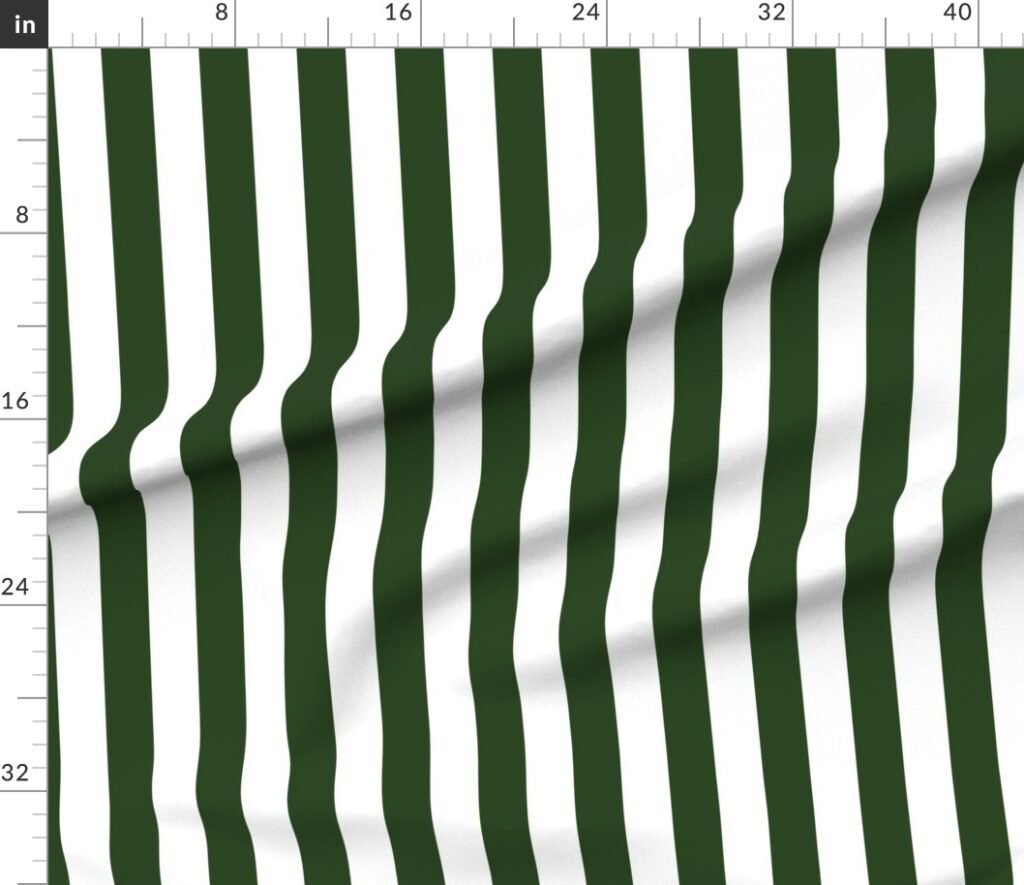 Forest Green and White Wide 2-inch Cabana Tent Vertical Stripes Fabric design