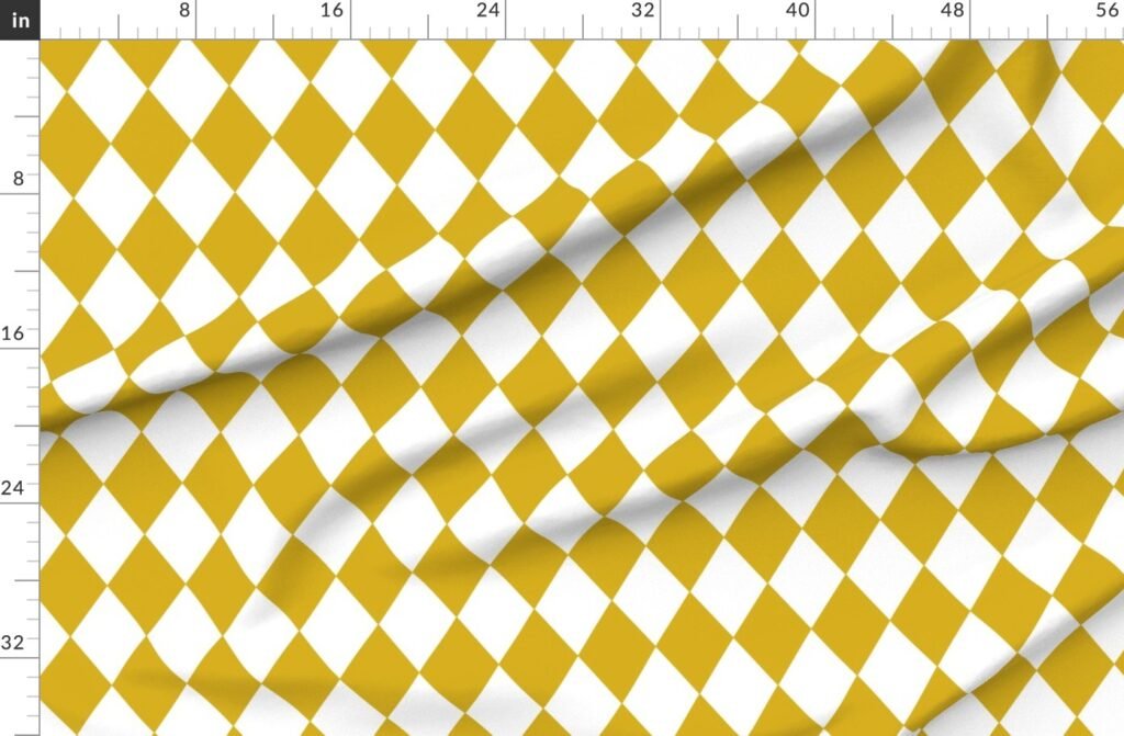 Antique Moss Yellow Modern Diamond Pattern Fabric design