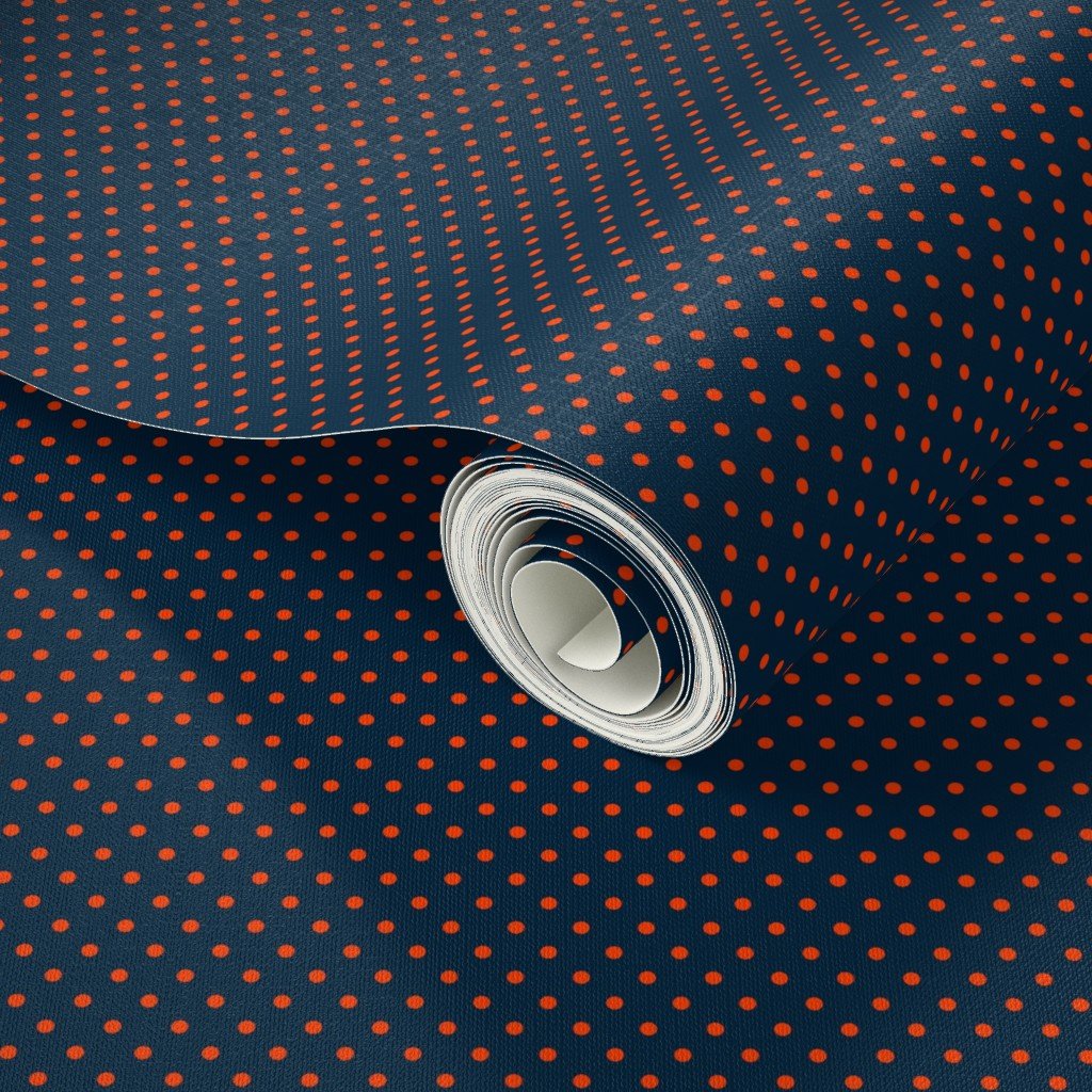 Micro Navy and Orange Polka Dots Design Collection Decor Collection navy and orange wallpaper