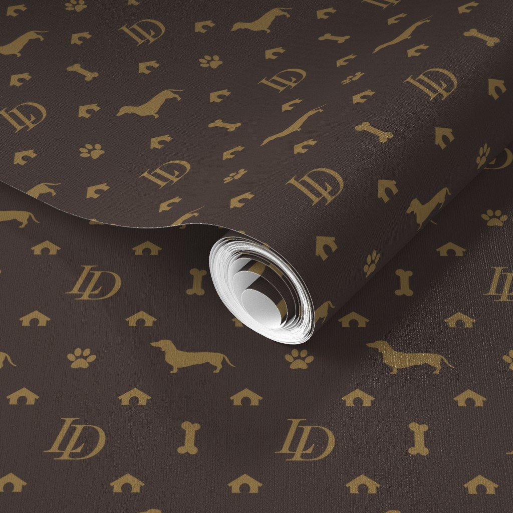 Louis Luxury Mini Dachsund Dog Attire Print Wallpaper dog bones wallpaper