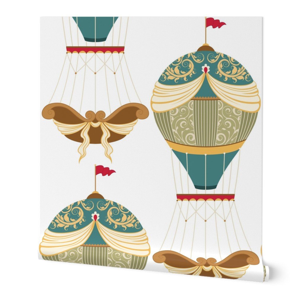 Vintage Ornamental Brocade Hot Air Helium Balloons Wallpaper helium balloon wallpaper
