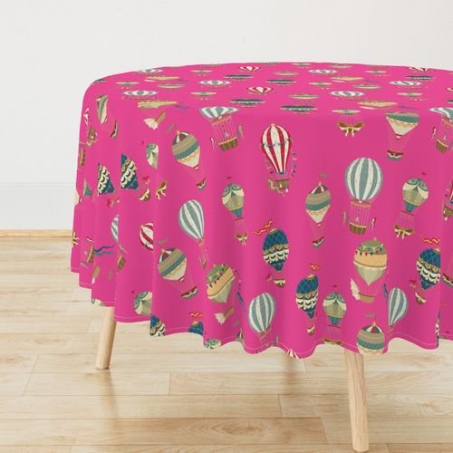 Vintage Hot Air Balloons on Hot Pink Home Styling Collection Design Collection hot air tablecloth design