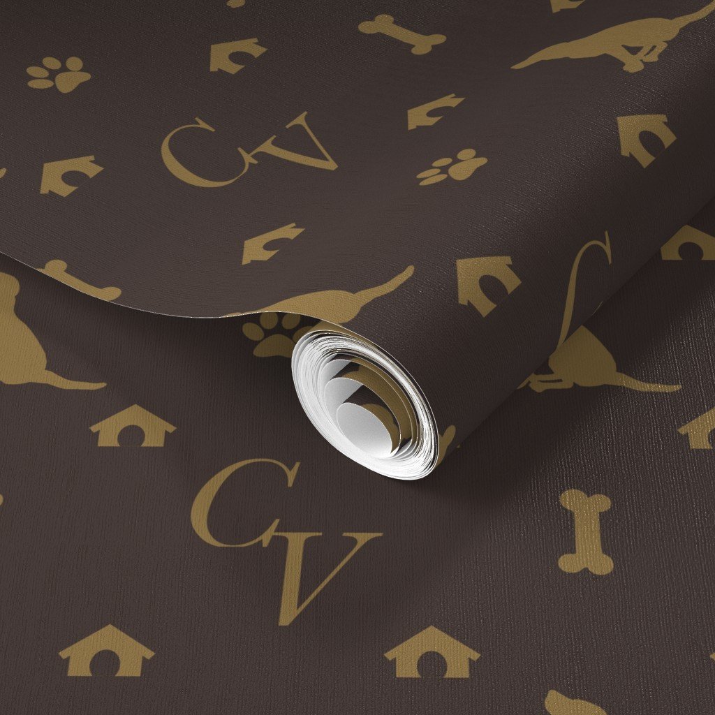 Louis Luxury Dog Attire Monogram Pattern Wallpaper luxury dog wallpaper