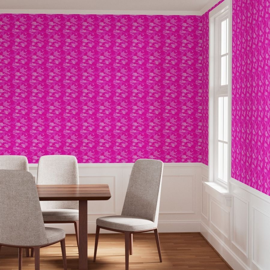 Hot Shocking Neon Pink Girlie Feminine Camo Camouflage Pattern Wallpaper hot neon pink wallpaper