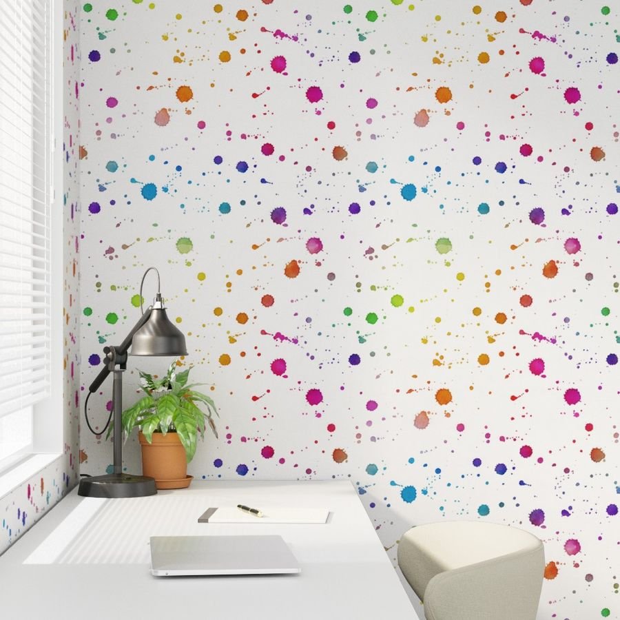 Rainbow Bright Pastel Watercolor Drops Splatters and Dribbles Wallpaper pastel drops wallpaper